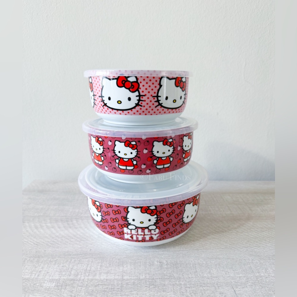 New Set of 3 Sanrio Hello Kitty Ceramic Food Storage Containers